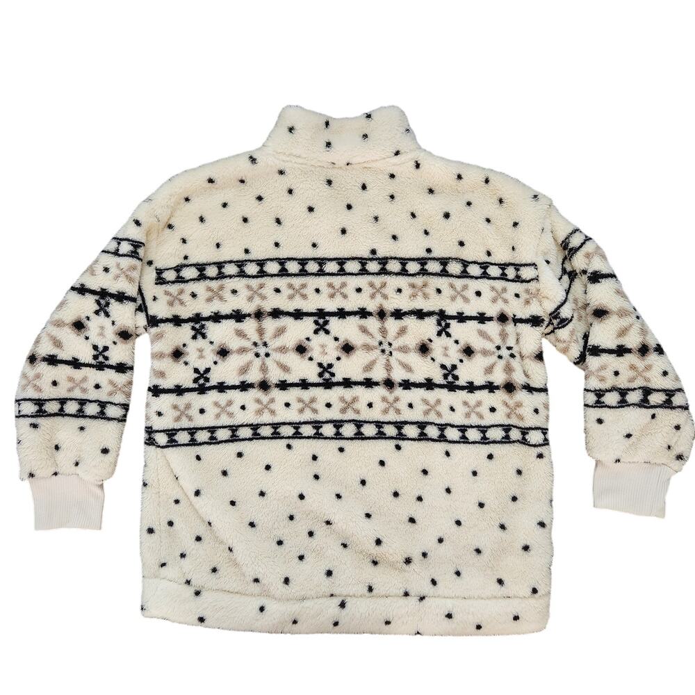 Loft Fair Isle Sherpa Zip Sweater Size Large - Picture 7 of 7